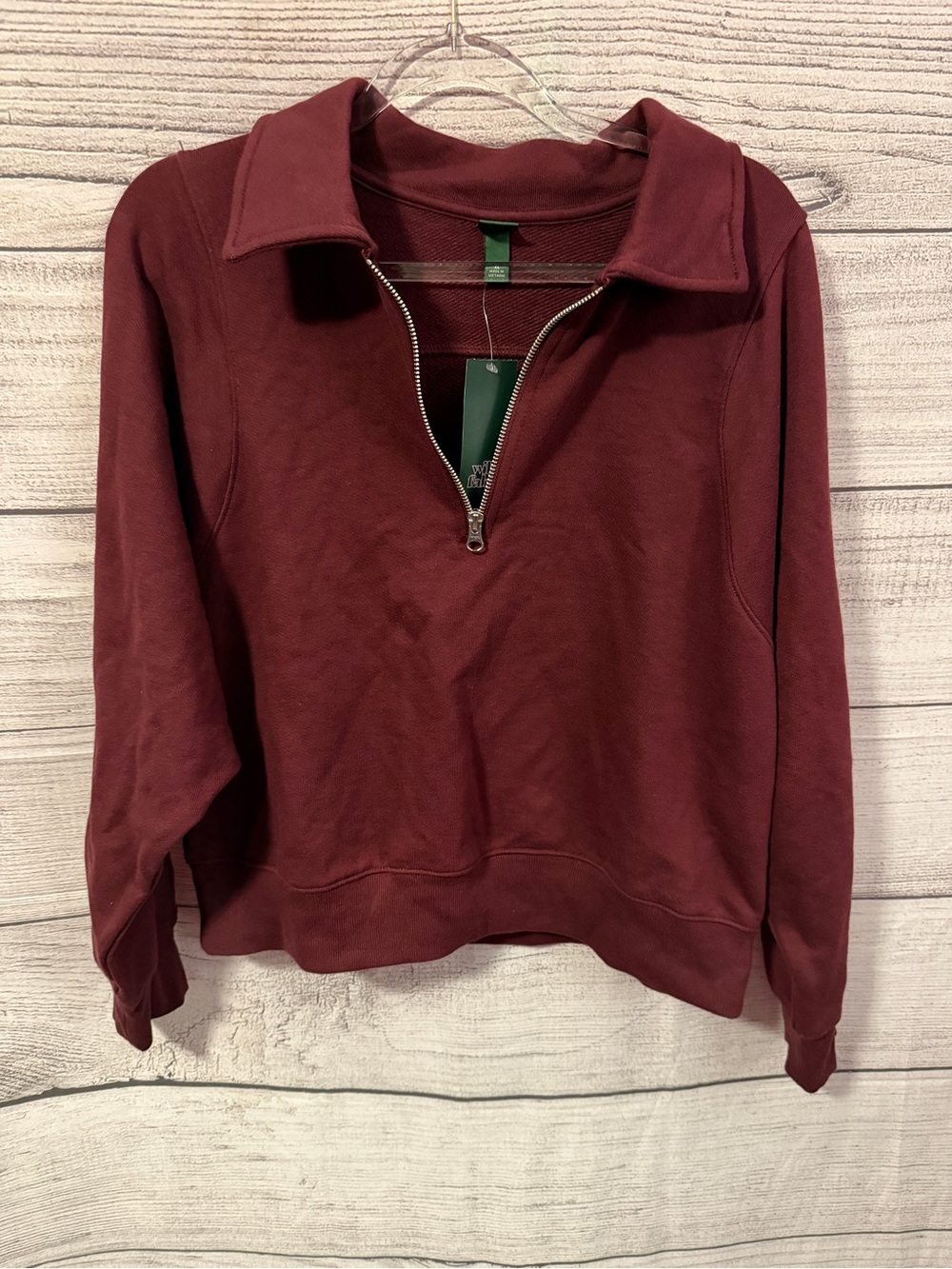 Women’s Wild Fable Burgundy Quarter Zip Collared Pullover Sweatshirt NWT XL